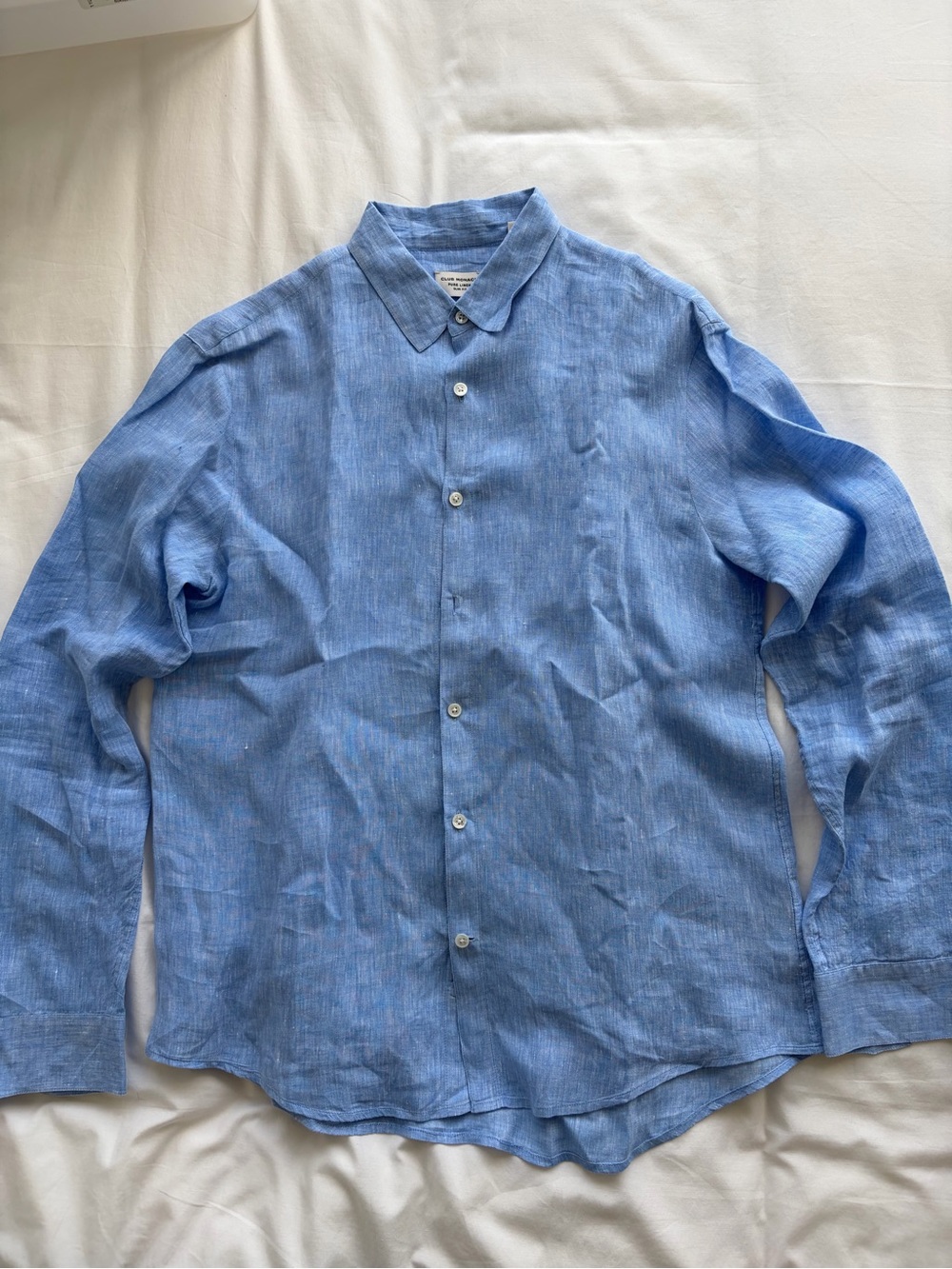 Club Monaco Light Blue Linen Button-Down Shirt - Picture 2 of 6
